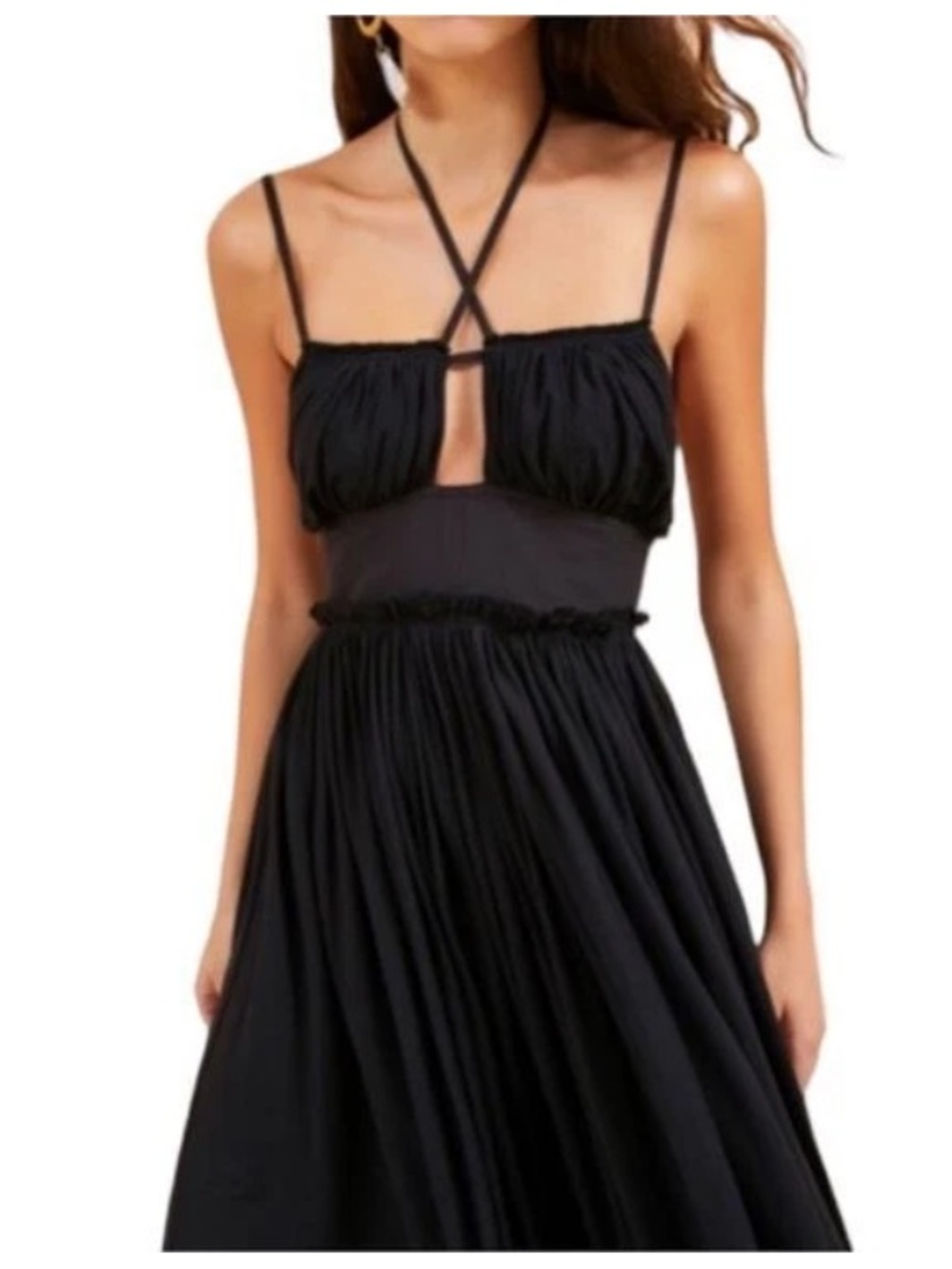 ULLA JOHNSON Freya black Cotton jersey Midi Dress Sz 4 Small Summer Luxury NWOT - Picture 3 of 9
